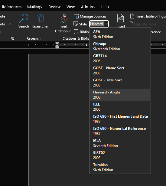 Citation tool in a clean Microsoft Word installation